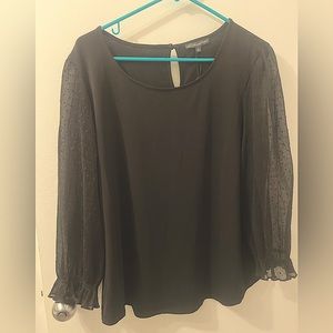 Adrianna Papell NWT Clip Dot 3/4 Sleeve Black Top